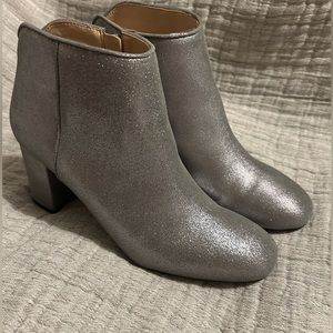 Festive White House Black Market Silver Ankle Boots